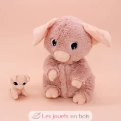 Peluche cochon Barbekiou maman et son bébé rose - Les Déglingos