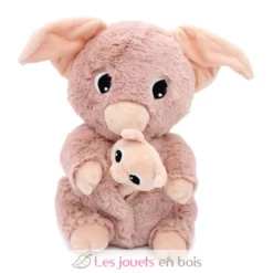 Peluche cochon Barbekiou maman et son bébé rose - Les Déglingos