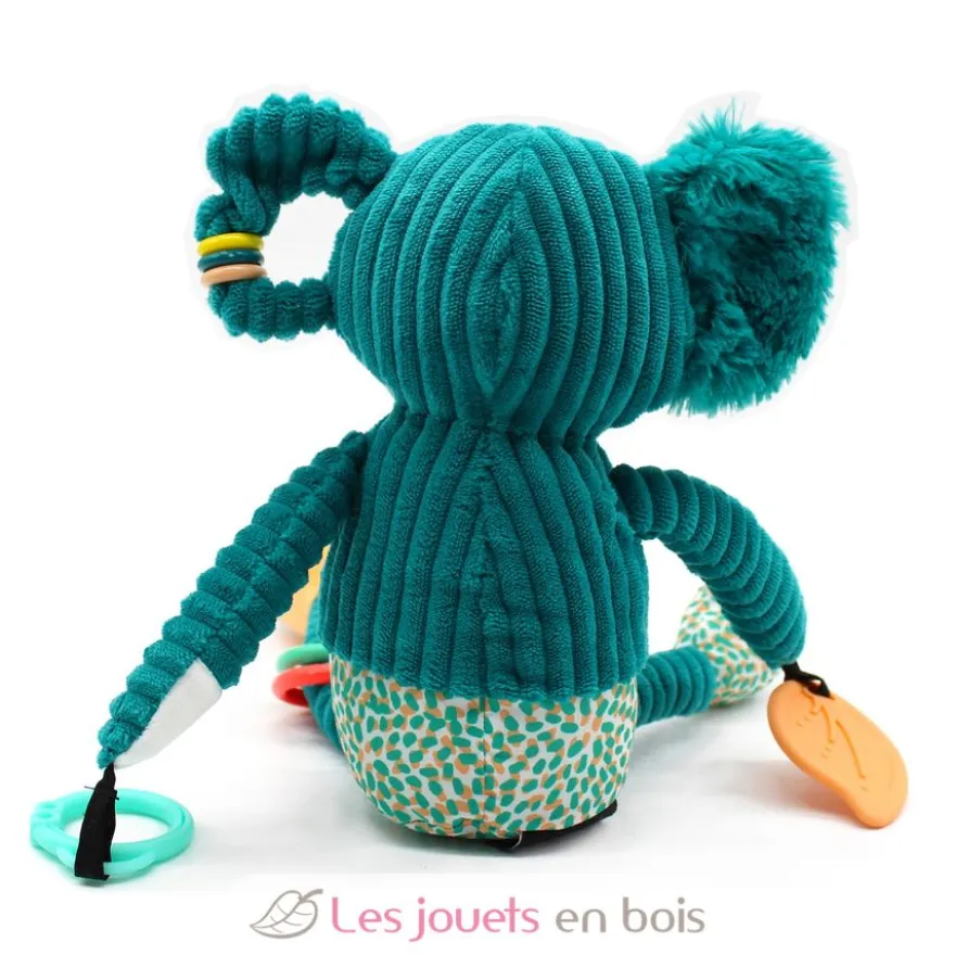 Peluche d'activités nomade Berlingos le koala bleu vert - Les Déglingos