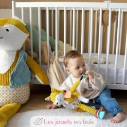 Peluche d'activités nomade Cyranos le renard jaune - Les Déglingos
