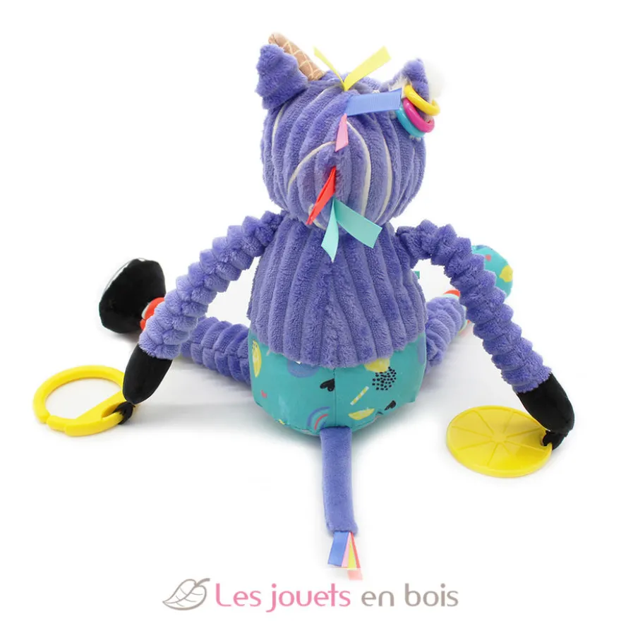 Peluche d'activités nomade Kiprokos le zèbre violet - Les Déglingos