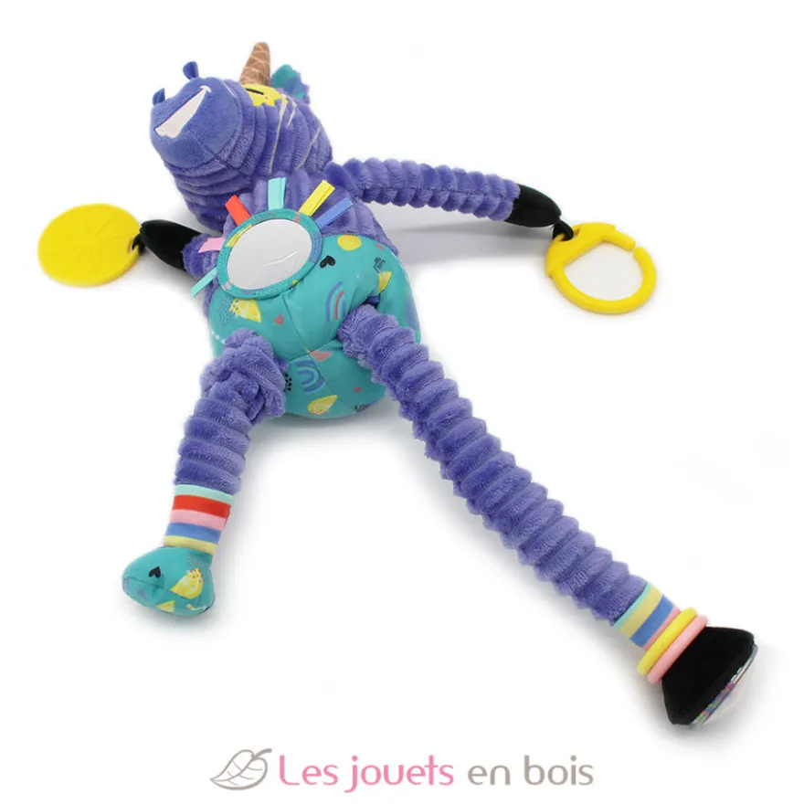 Peluche d'activités nomade Kiprokos le zèbre violet - Les Déglingos