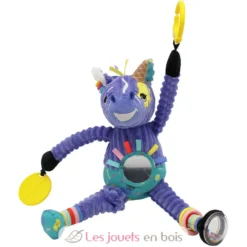 Peluche d'activités nomade Kiprokos le zèbre violet - Les Déglingos