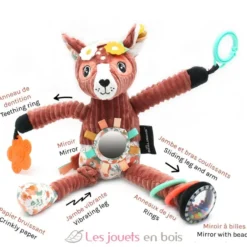 Peluche d'activités nomade Mélimélos la biche terracota - Les Déglingos