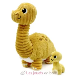 Peluche diplodocus maman et son bébé jaune moutarde - Les Déglingos
