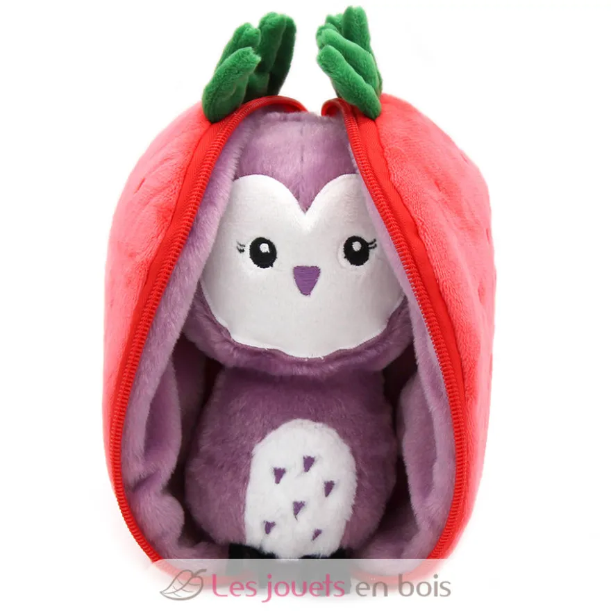 Peluche Flipetz Chouette Fraise rouge - Les Déglingos