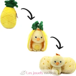 Peluche Flipetz Poussin Ananas jaune - Les Déglingos