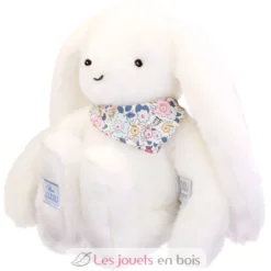 Peluche Lapin Fleurette blanc 35 cm - Doudou et Compagnie