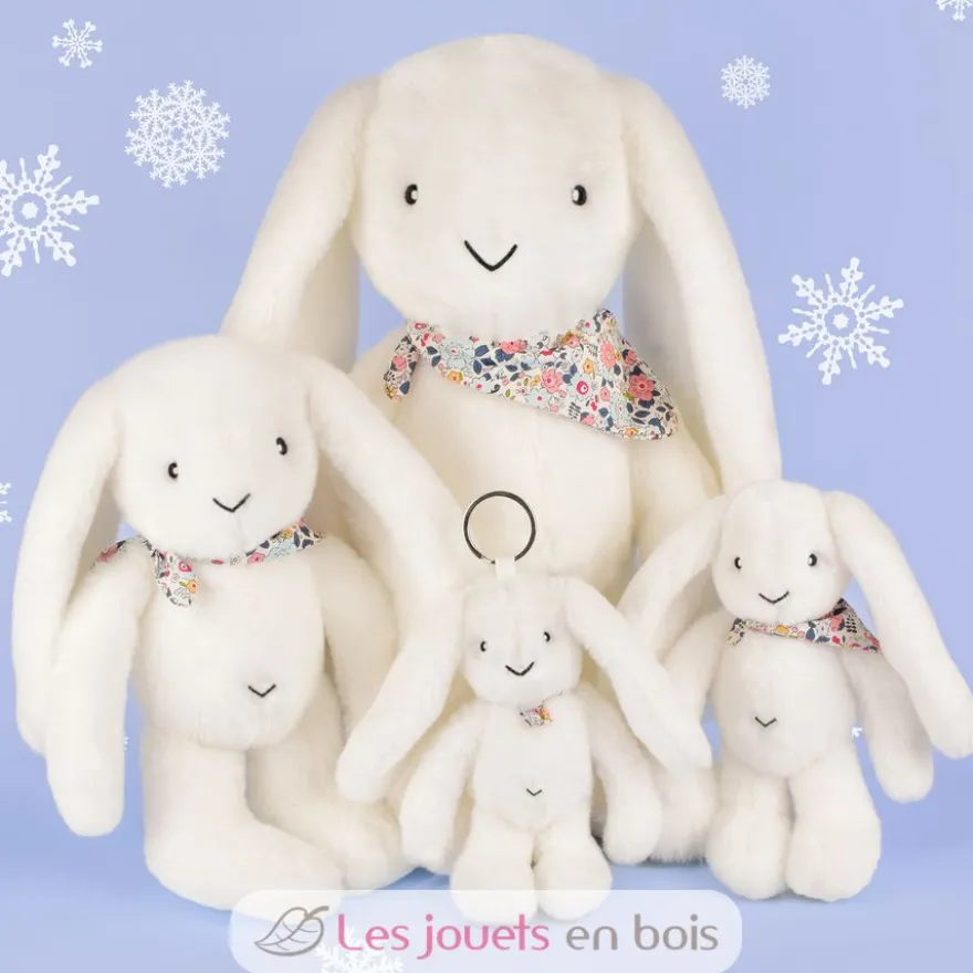 Peluche Lapin Fleurette blanc 35 cm - Doudou et Compagnie