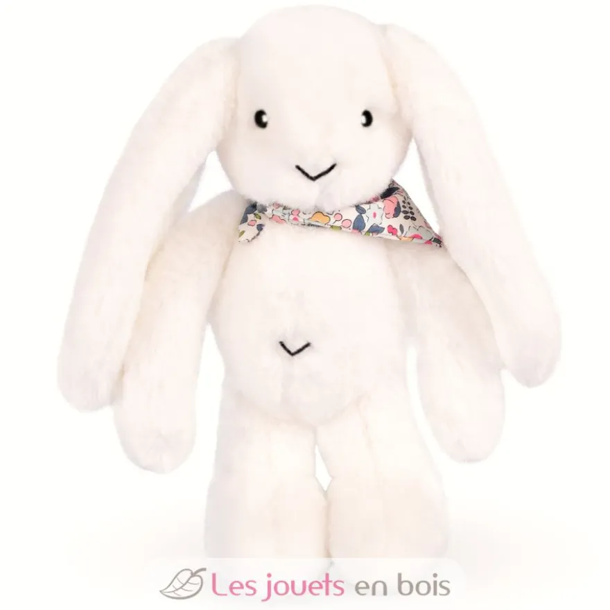 Peluche Lapin Fleurette blanc 35 cm - Doudou et Compagnie