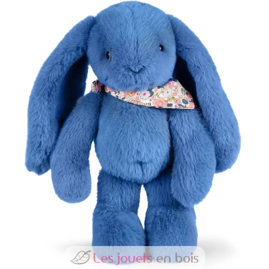 Peluche Lapin Fleurette bleu 35 cm - Doudou et Compagnie