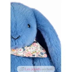 Peluche Lapin Fleurette bleu 35 cm - Doudou et Compagnie