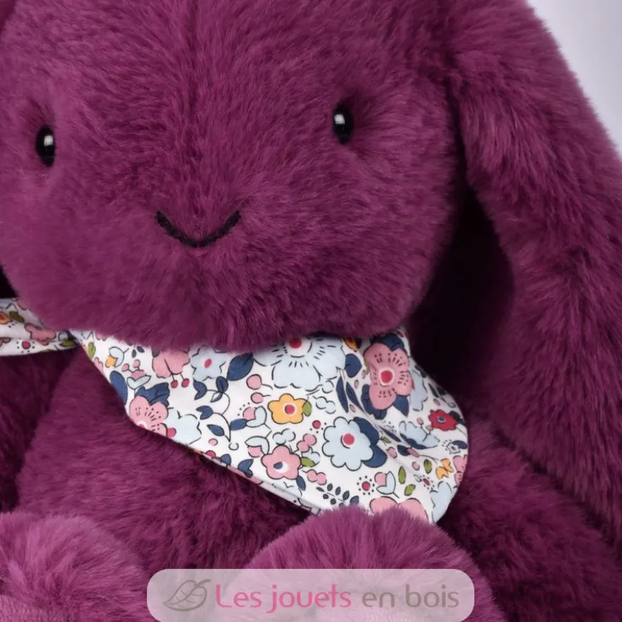Peluche Lapin Fleurette prune 35 cm - Doudou et Compagnie