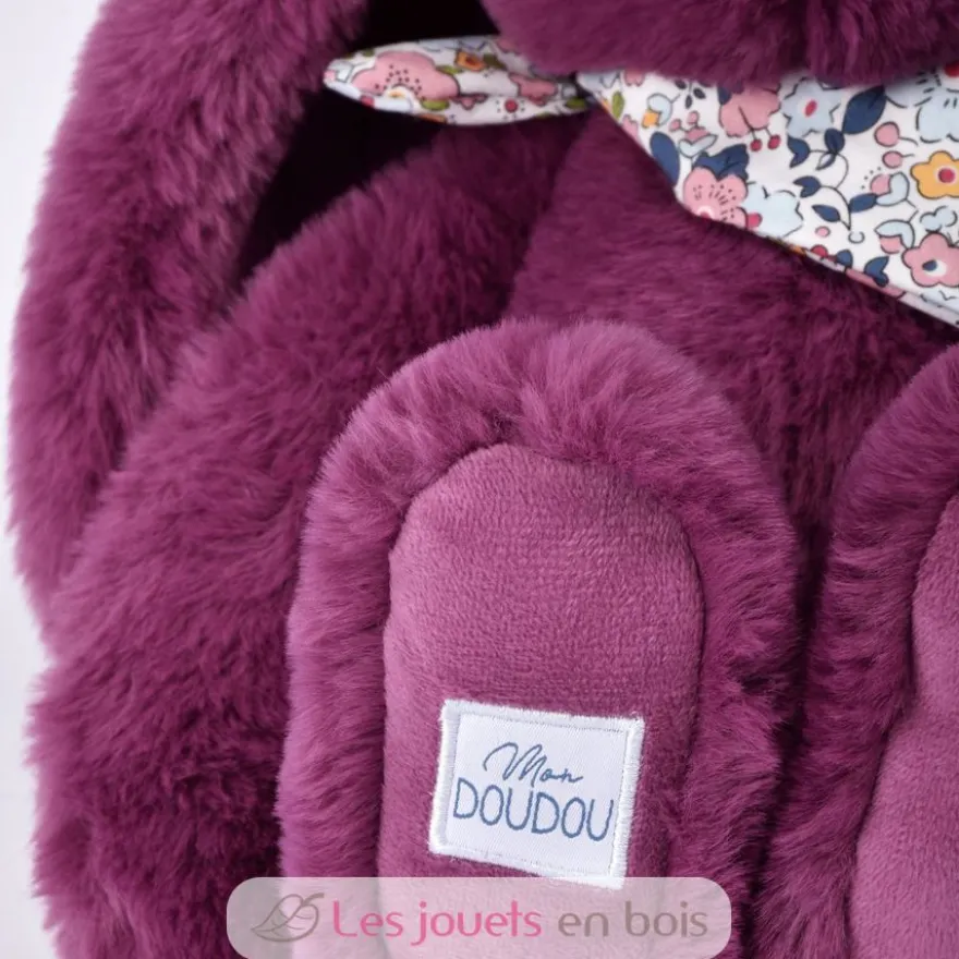 Peluche Lapin Fleurette prune 35 cm - Doudou et Compagnie