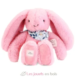 Peluche Lapin Fleurette rose grenadine 25 cm - Doudou et Compagnie