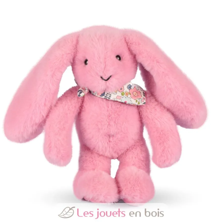 Peluche Lapin Fleurette rose grenadine 25 cm - Doudou et Compagnie