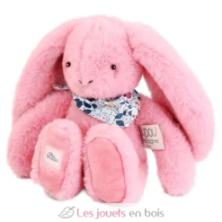 Peluche Lapin Fleurette rose grenadine 25 cm - Doudou et Compagnie