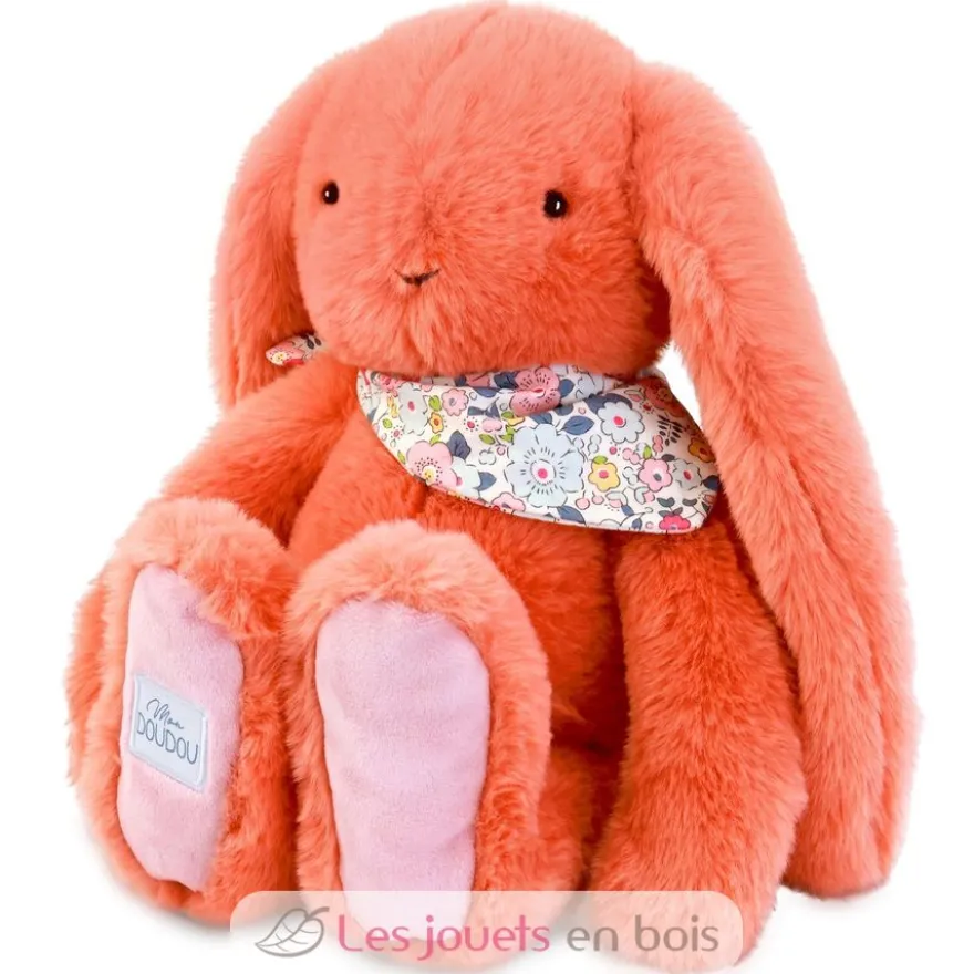 Peluche Lapin Fleurette terracotta 35 cm - Doudou et Compagnie