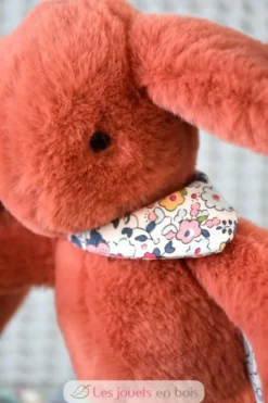 Peluche Lapin Fleurette terracotta 25 cm - Doudou et Compagnie
