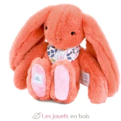 Peluche Lapin Fleurette terracotta 25 cm - Doudou et Compagnie