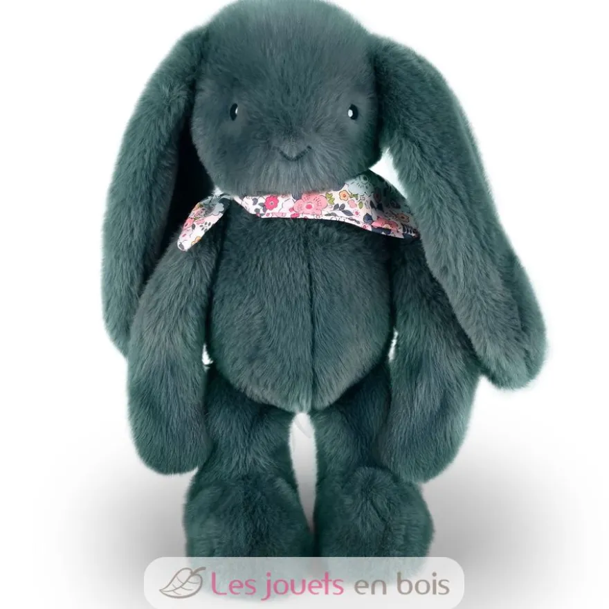 Peluche Lapin Fleurette vert 35 cm - Doudou et Compagnie