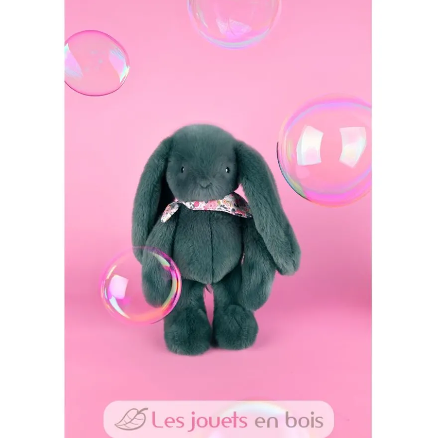 Peluche Lapin Fleurette vert 35 cm - Doudou et Compagnie