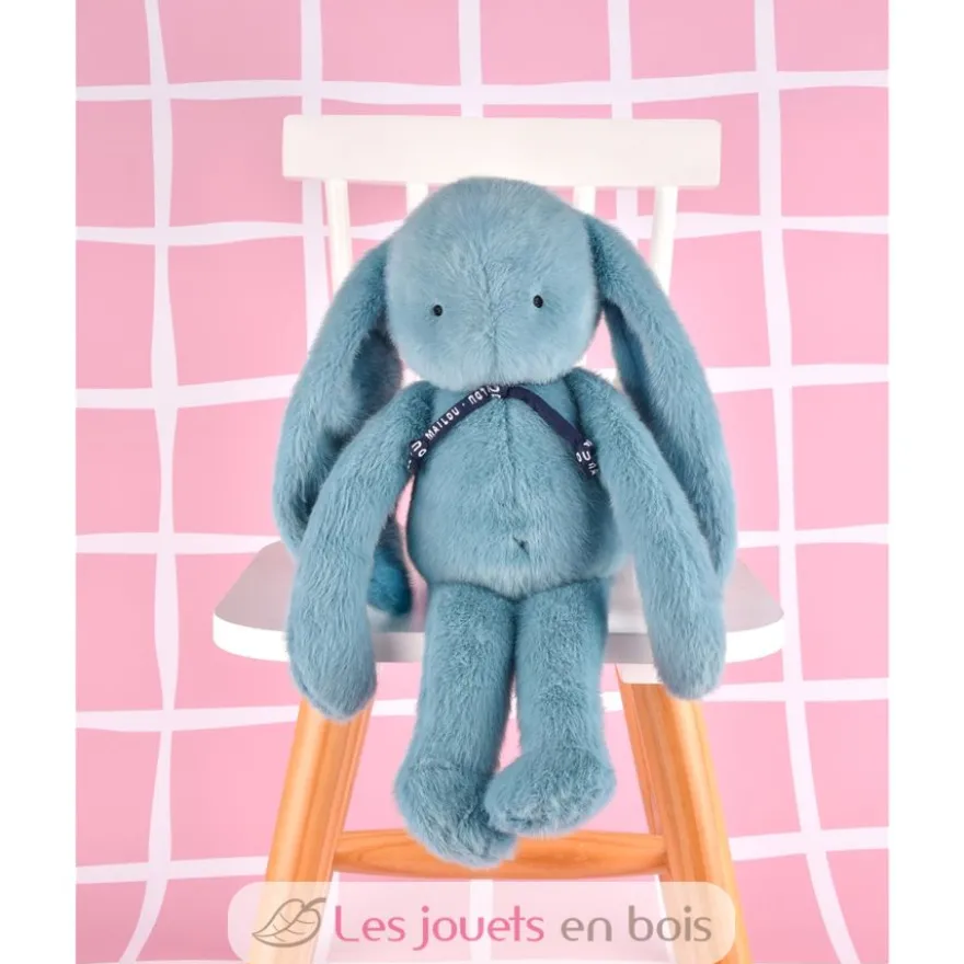 Peluche Lapin Méloé bleu lagon 37 cm - Maïlou Tradition