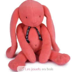 Peluche Lapin Méloé corail acidulé 37 cm - Maïlou Tradition