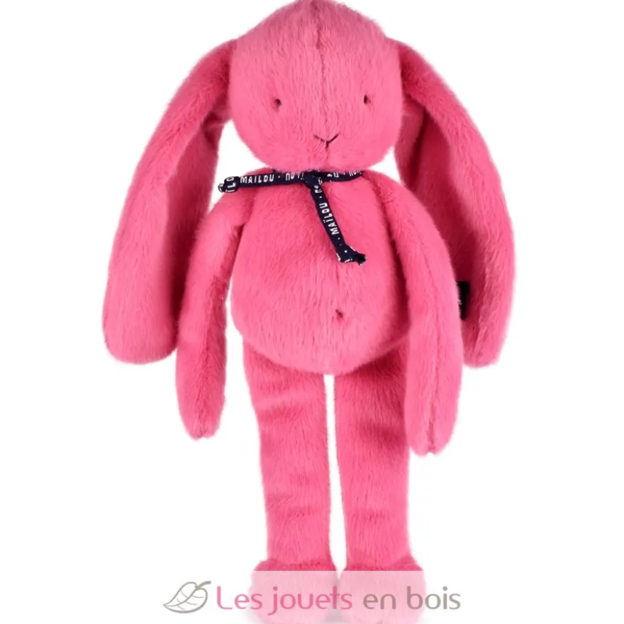 Peluche Lapin Méloé rose bubble gum 37 cm - Maïlou Tradition