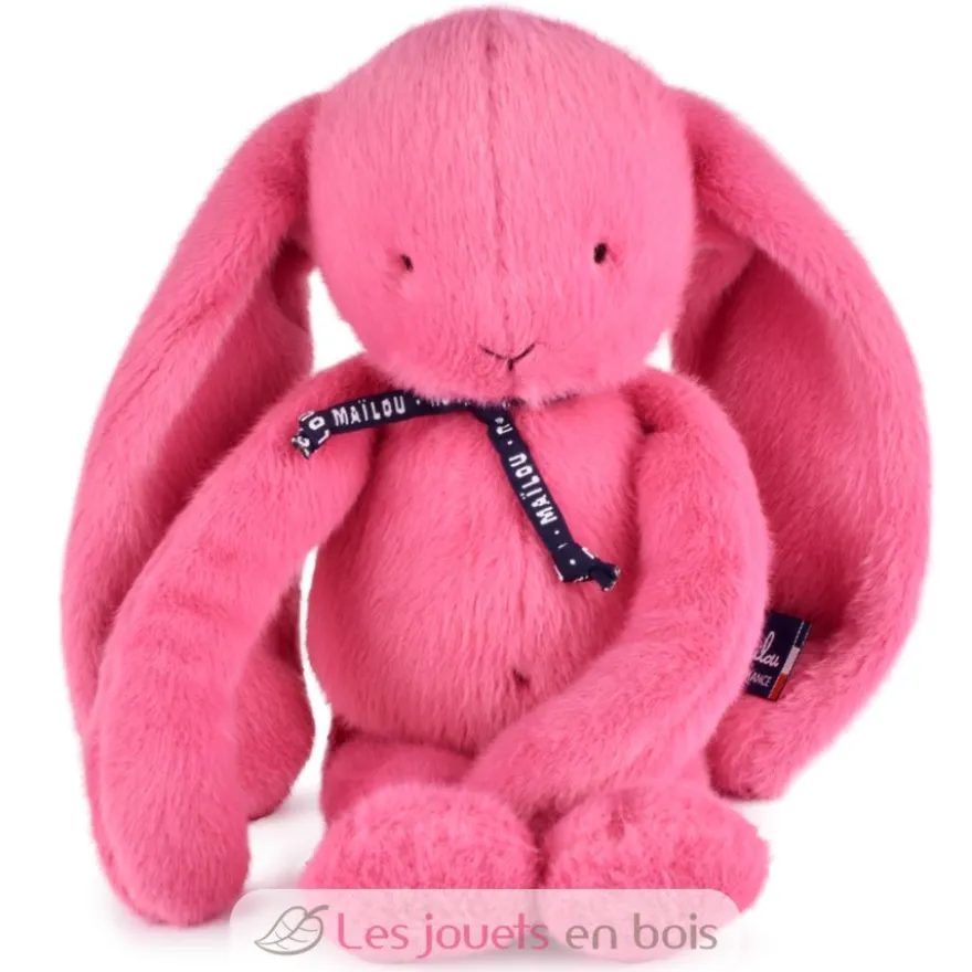 Peluche Lapin Méloé rose bubble gum 37 cm - Maïlou Tradition