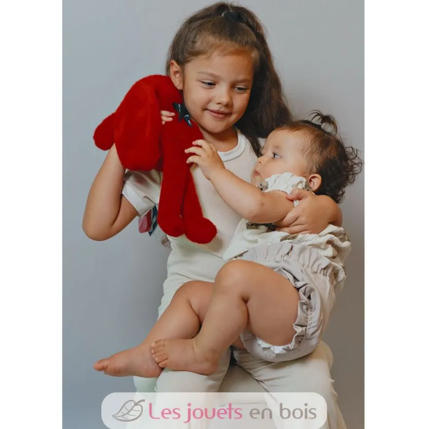 Peluche Lapin Méloé rouge passion 37 cm - Maïlou Tradition