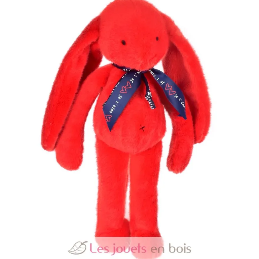 Peluche Lapin Méloé rouge passion 37 cm - Maïlou Tradition