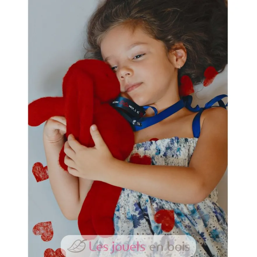 Peluche Lapin Méloé rouge passion 37 cm - Maïlou Tradition