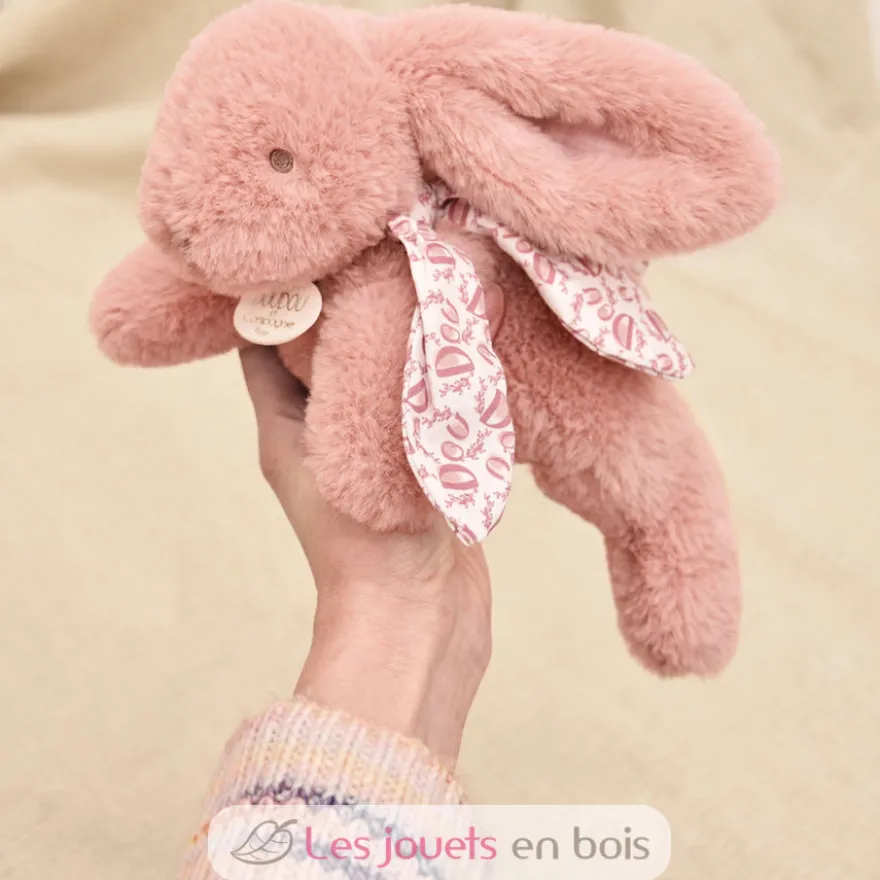 Peluche lapin rose poudré 25 cm - Doudou et Compagnie