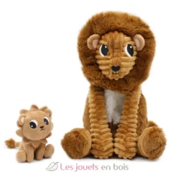 Peluche lion papa et son bébé marron cassonade - Les Déglingos