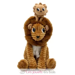 Peluche lion papa et son bébé marron cassonade - Les Déglingos