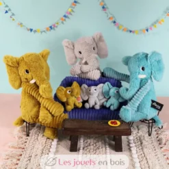Peluche éléphant maman et son bébé gris clair - Les Déglingos
