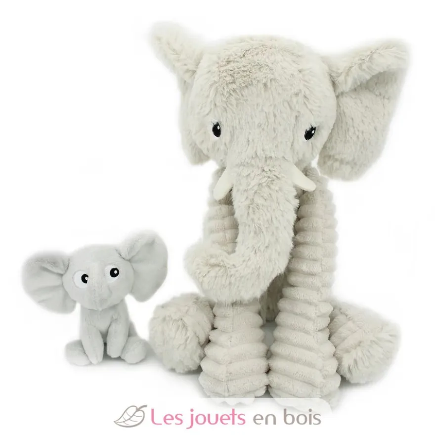 Peluche éléphant maman et son bébé gris clair - Les Déglingos
