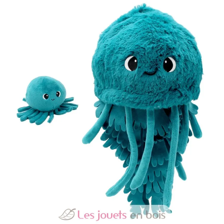 Peluche méduse Lilou maman et son bébé bleu - Les Déglingos