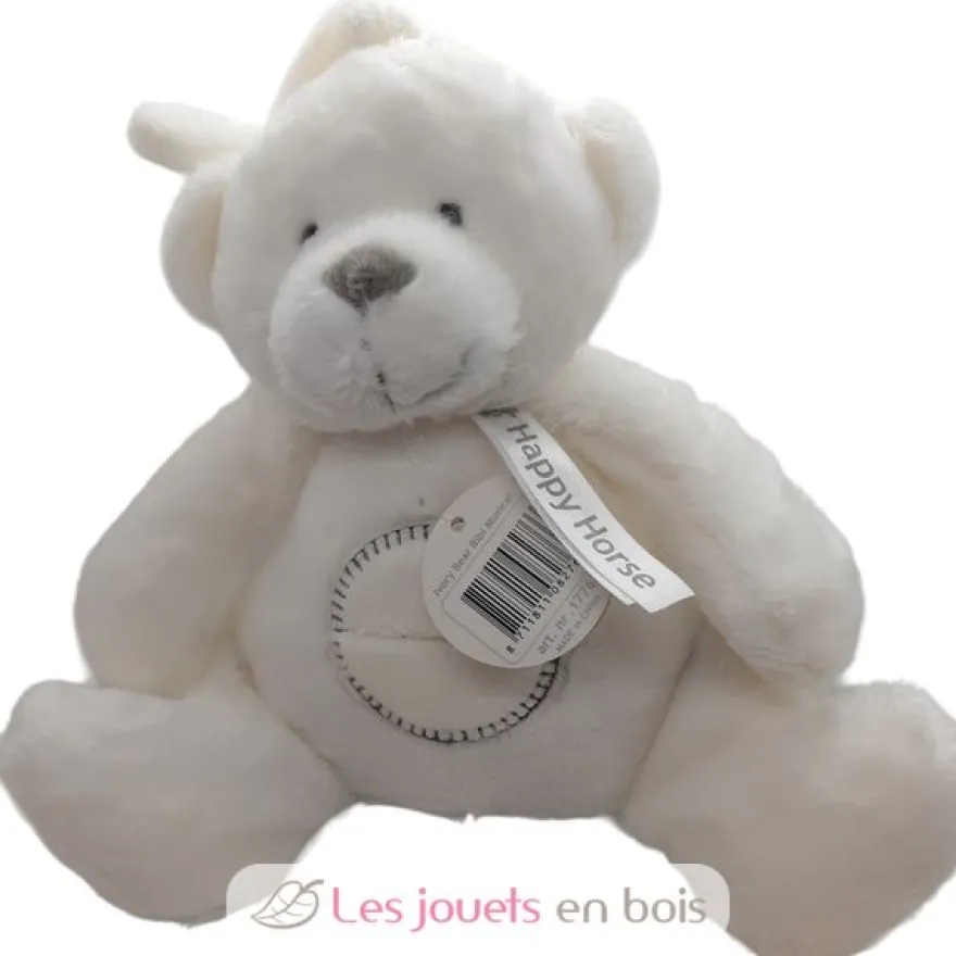 Peluche musicale ours Bibi 19cm blanc - Happy Horse