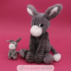 Peluche âne Poitou maman et son bébé gris - Les Déglingos