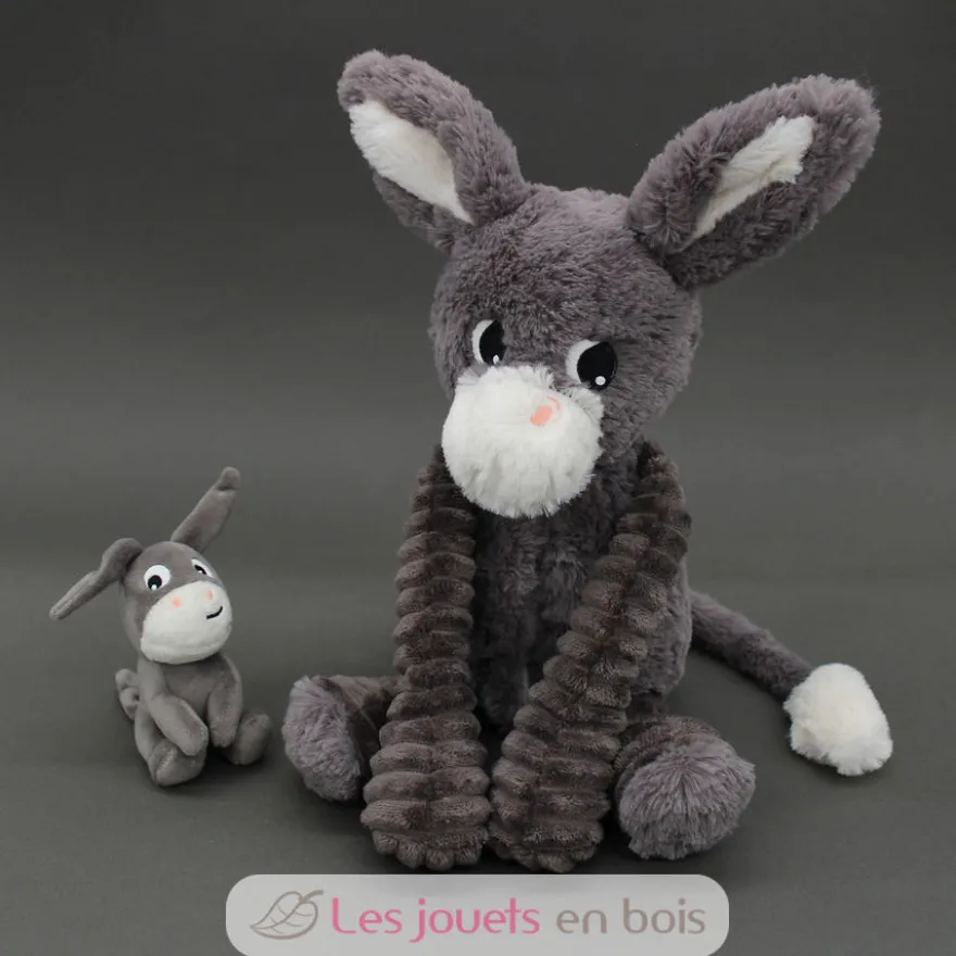 Peluche âne Poitou maman et son bébé gris - Les Déglingos