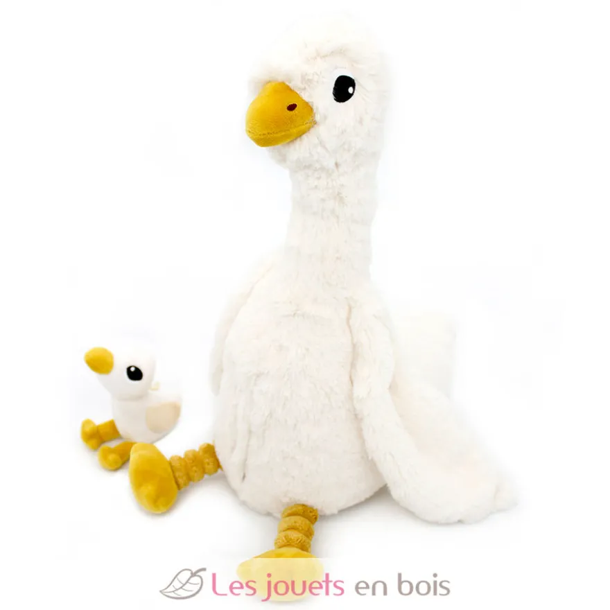 Peluche oie Jébongou maman et son bébé blanc - Les Déglingos