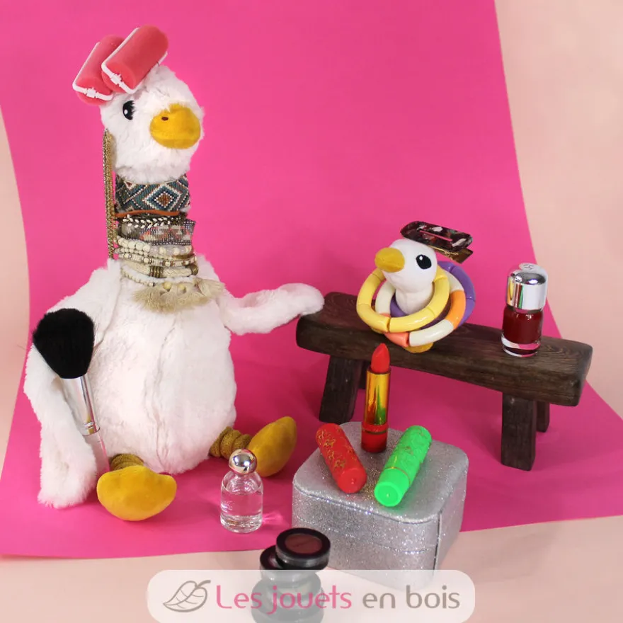 Peluche oie Jébongou maman et son bébé blanc - Les Déglingos