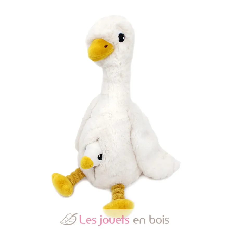 Peluche oie Jébongou maman et son bébé blanc - Les Déglingos
