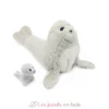 Peluche otarie maman et son bébé blanc et gris - Les Déglingos