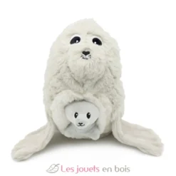 Peluche otarie maman et son bébé blanc et gris - Les Déglingos