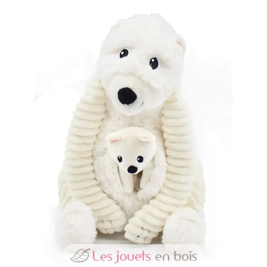 Peluche ours polaire maman et son bébé blanc - Les Déglingos
