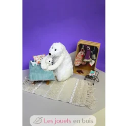 Peluche ours polaire maman et son bébé blanc - Les Déglingos