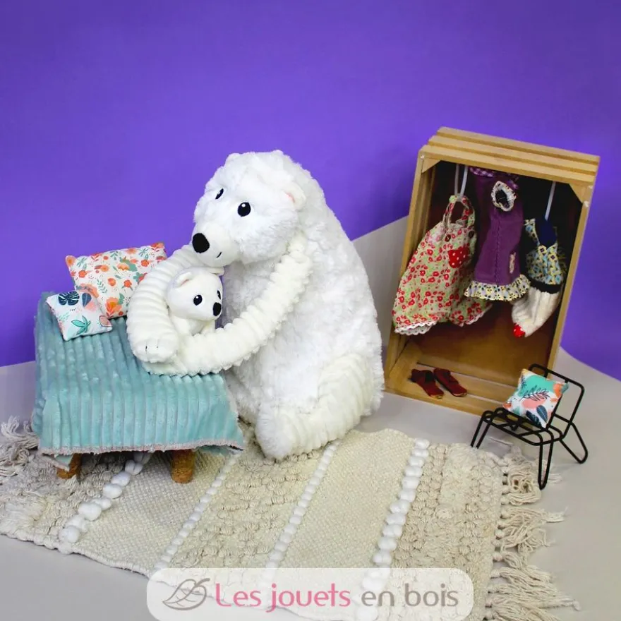 Peluche ours polaire maman et son bébé blanc - Les Déglingos